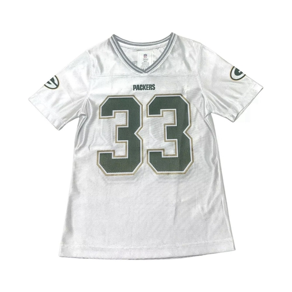 NFL Girls Green Bay Packers #33 Jones Aaron White Glitter Jersey Girls LG 10/12
